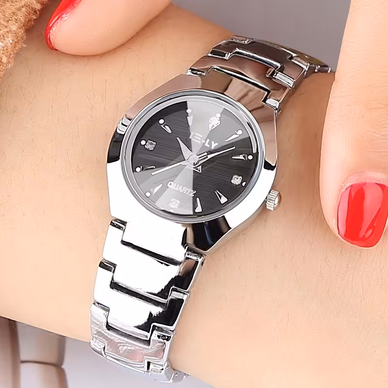 new womens watch luxury watch round small pointer steel band quartz watch suitable for daily decoration Product details 1