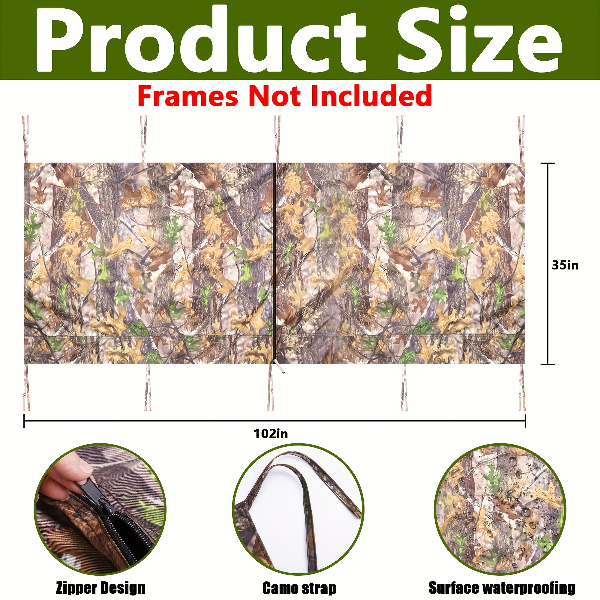 TEMU Hunting Tree Stand Blinds- Camo Blind Cover- Hunting Camouflage Ground Blind With Zipper For Deer, Turkey Hunting (frames Not Included, Frames