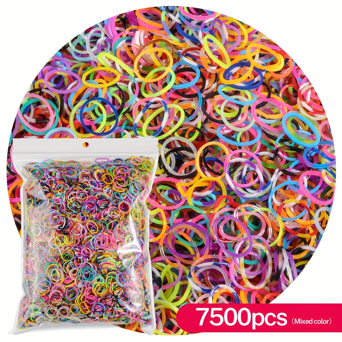 E-shop 7500 Stück Bunte Elastische Haargummis Großpackung – Lebendige Farben für DIY-Haarschmuck, Schmuckherstellung & Bastelprojekte –