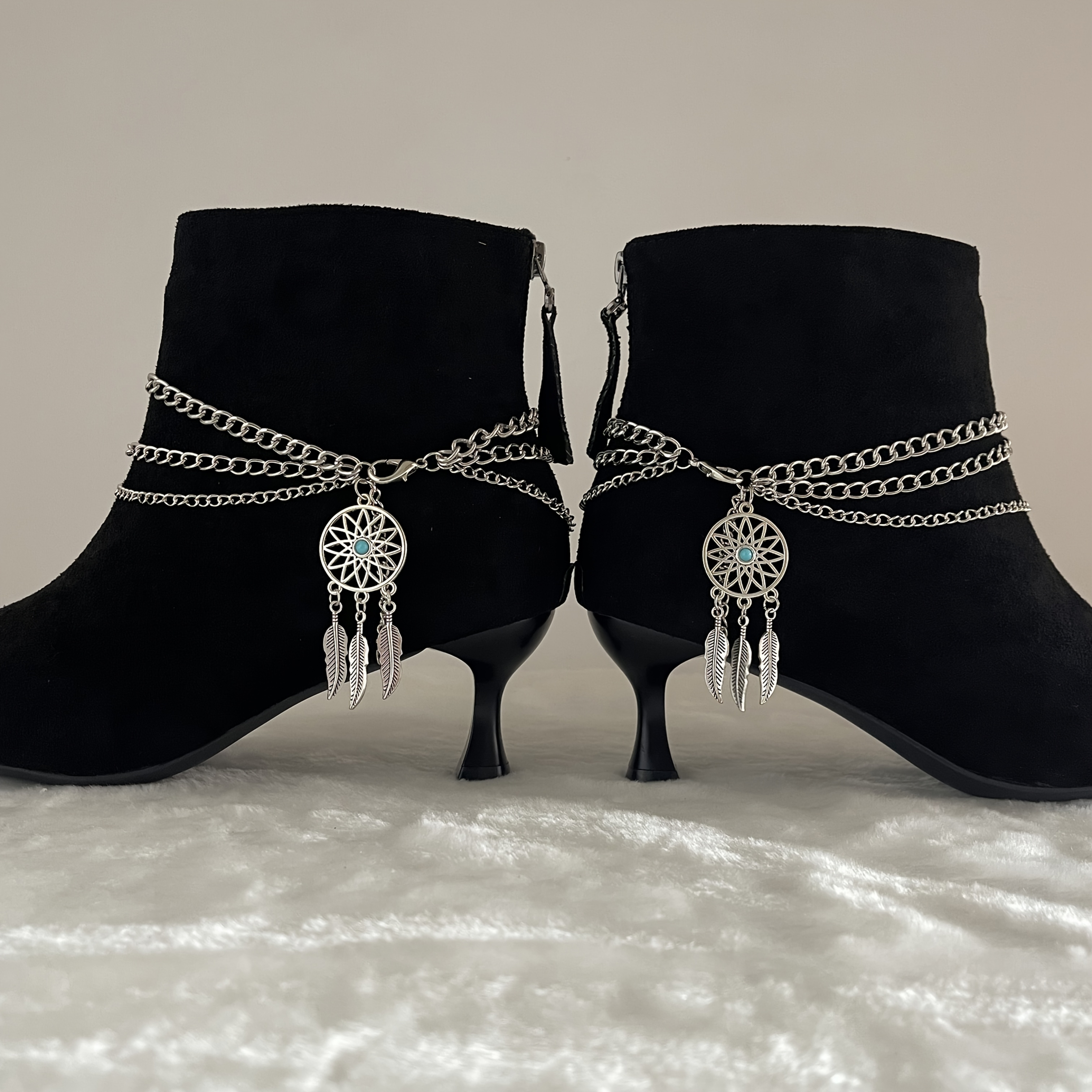 Women Boot Metal Chain Long Silver Bracelet Shoe Anklet Bling African Charm SET Boot Bling Bracelets main image 3