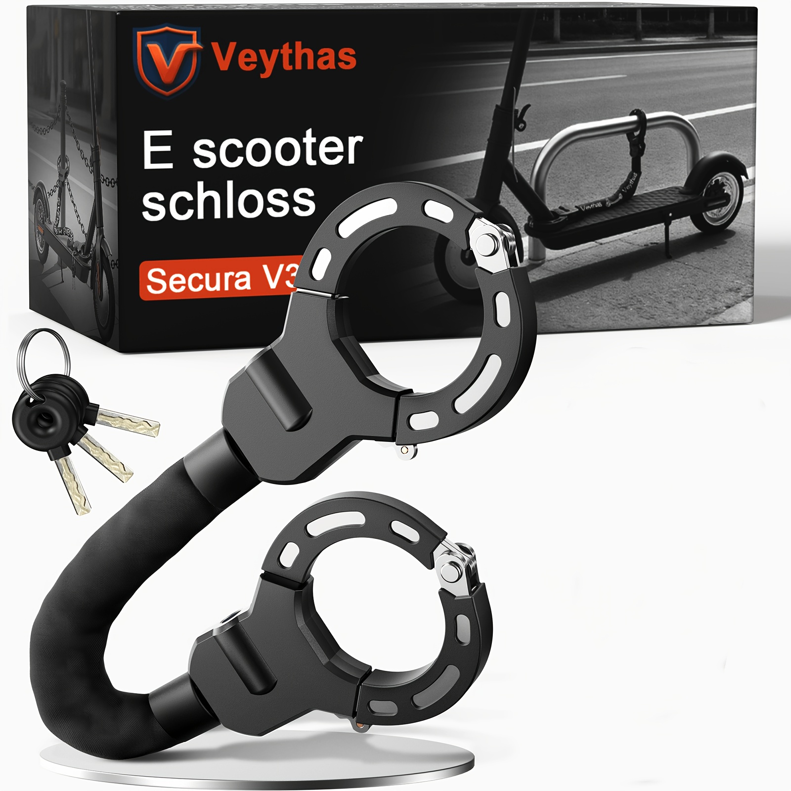 Image of Electric Scooter Lock With 3l Waterproof Bag, 2 Insurance Rings With Keys, Electric Scooter Bicycle Lock With Rubber Cover, 93cm, Lock, Suitable For Scooters, Bicycles, Electric Bicycles (a)