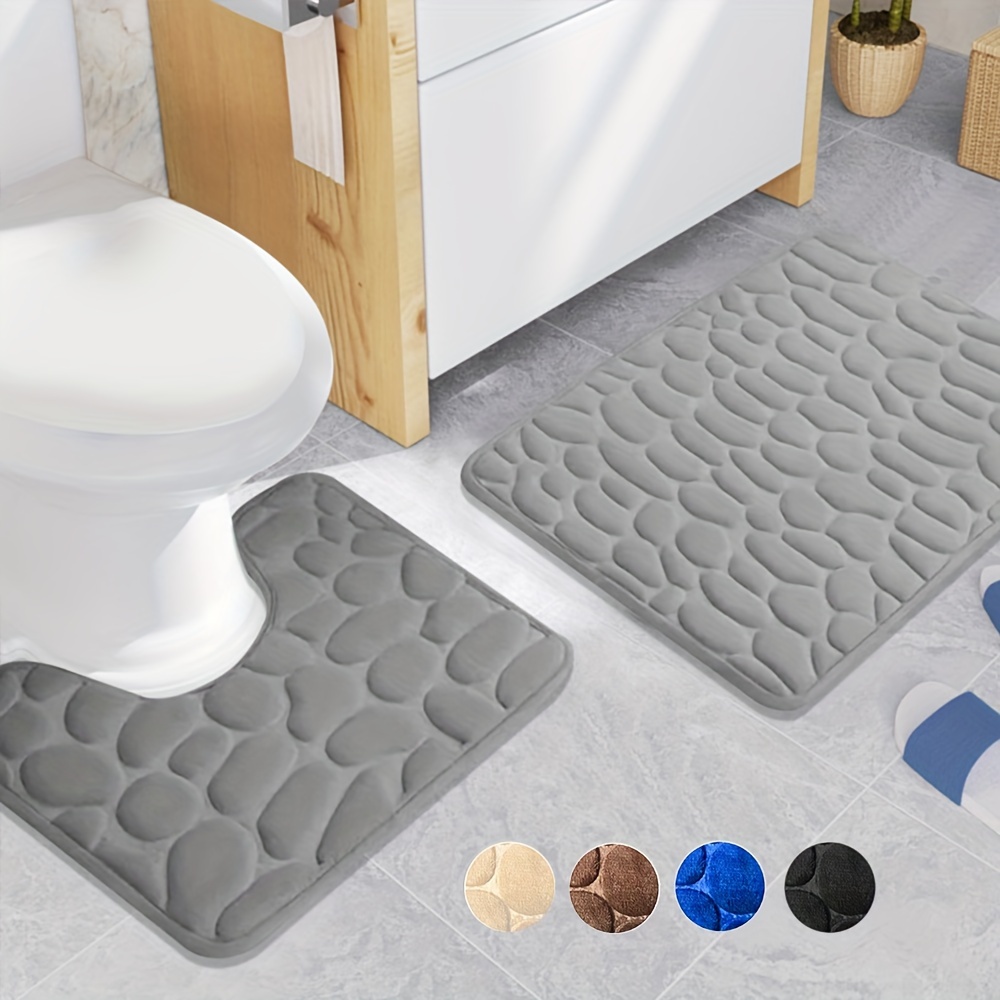 

2 Pcs Non-slip Bath Mats: Soft, Durable, And Water-absorbent For Your Bathroom Floor