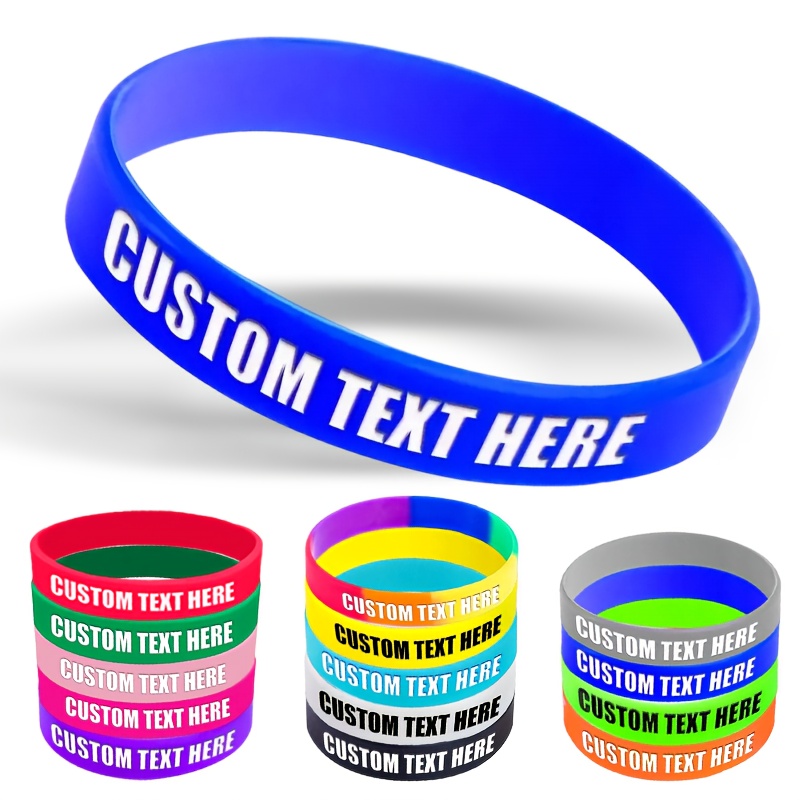 55pcs Custom Silicone Wristbands with Letter Patterns