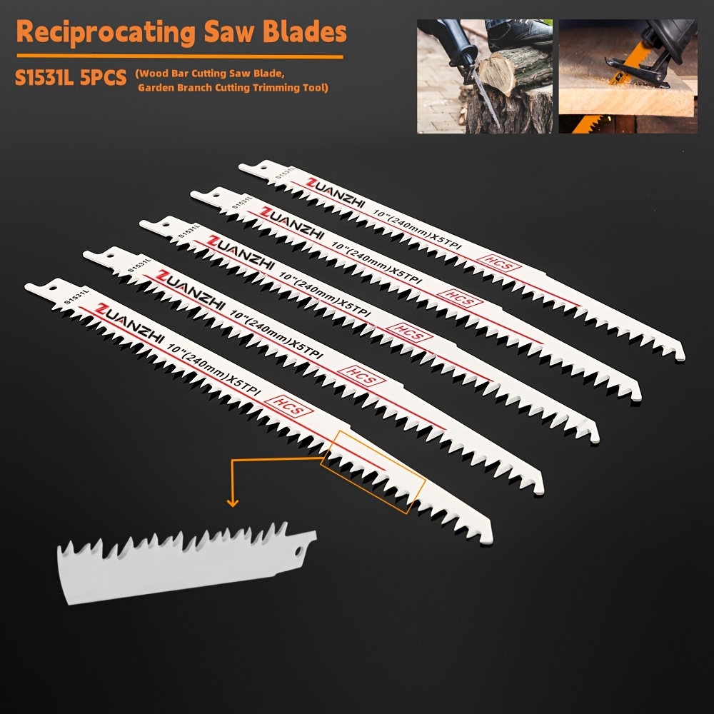 

"effortless Cutting" 5-pack S1531l Reciprocating Saw Blades, 9" 5tpi - Ideal For Wood Pruning & Branch Cutting, Garden Trimming Tools