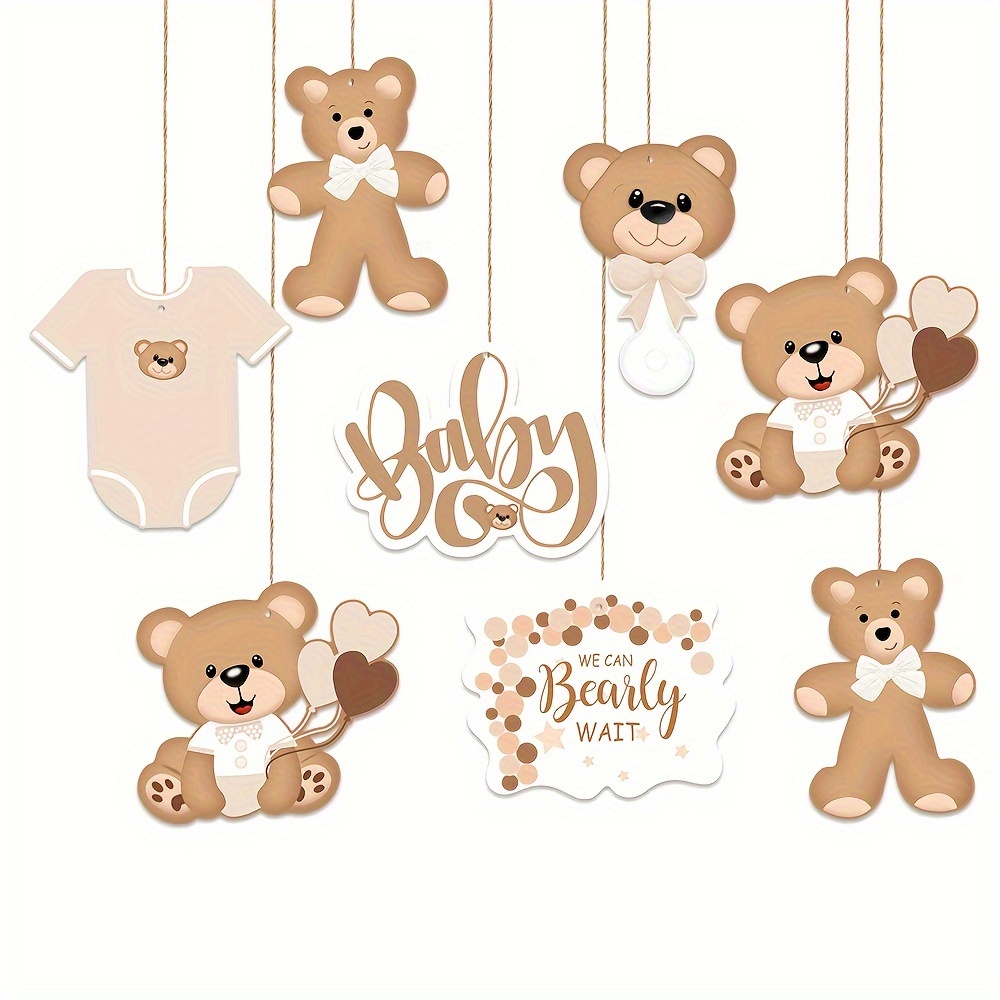 Image of 8pcs Birthday Party Decorations Featuring Bear Tags For A Shower, Ceiling Hangings For A First Birthday Party, Complete With For