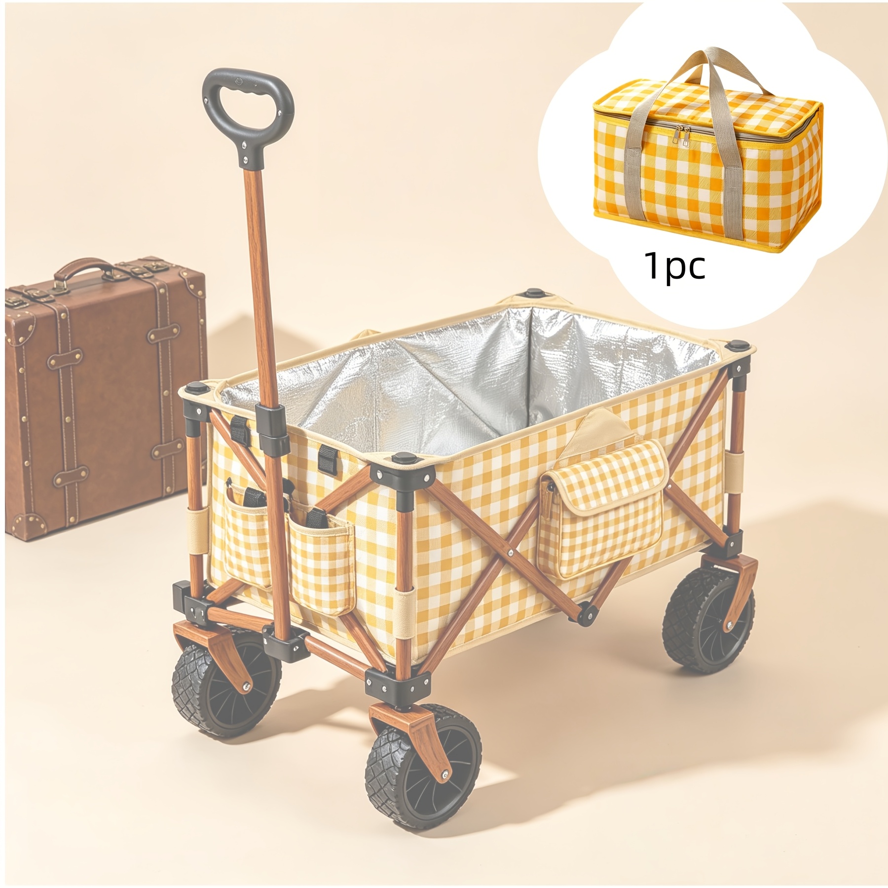 TEMU Extra-large Capacity Outdoor Picnic Bag. Portable With Ample Space And Stylish Design. Wipes Clean Instantly; Made Of Thick, Wear-resistant