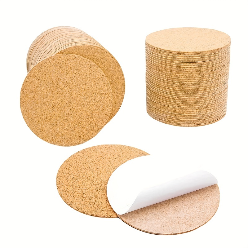 

Self-adhesive Cork Coasters - Round Diy Craft Mats For Table Decor, Restaurants & Cafes