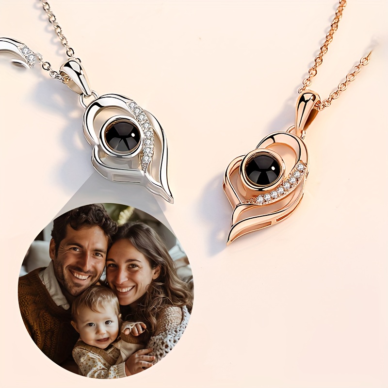 

Custom Photo Projection Necklace - Elegant Copper Pendant, Perfect Gift For Mom, Girlfriend, Wife On Valentine's, Day & Christmas