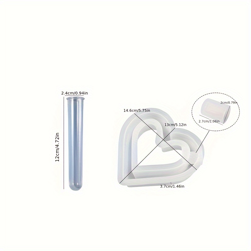 2pcs Love Hydroponic Test Tube Vase Flower Arranger Plaster Handicraft Gift Home Desktop Decoration Epoxy Silicone Mold