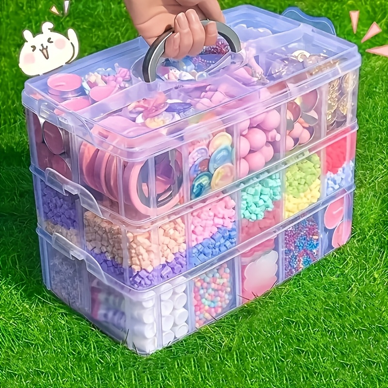 

3-layer Stackable Storage Container Box With Dividers, 30 Compartments, Bead Organizer For Craft Storage