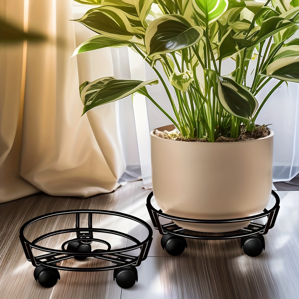 TEMU Circular Plant Stand On Wheels, Perfect For Pots And Gardening - A Useful Support And Storage Solution For Your Plants