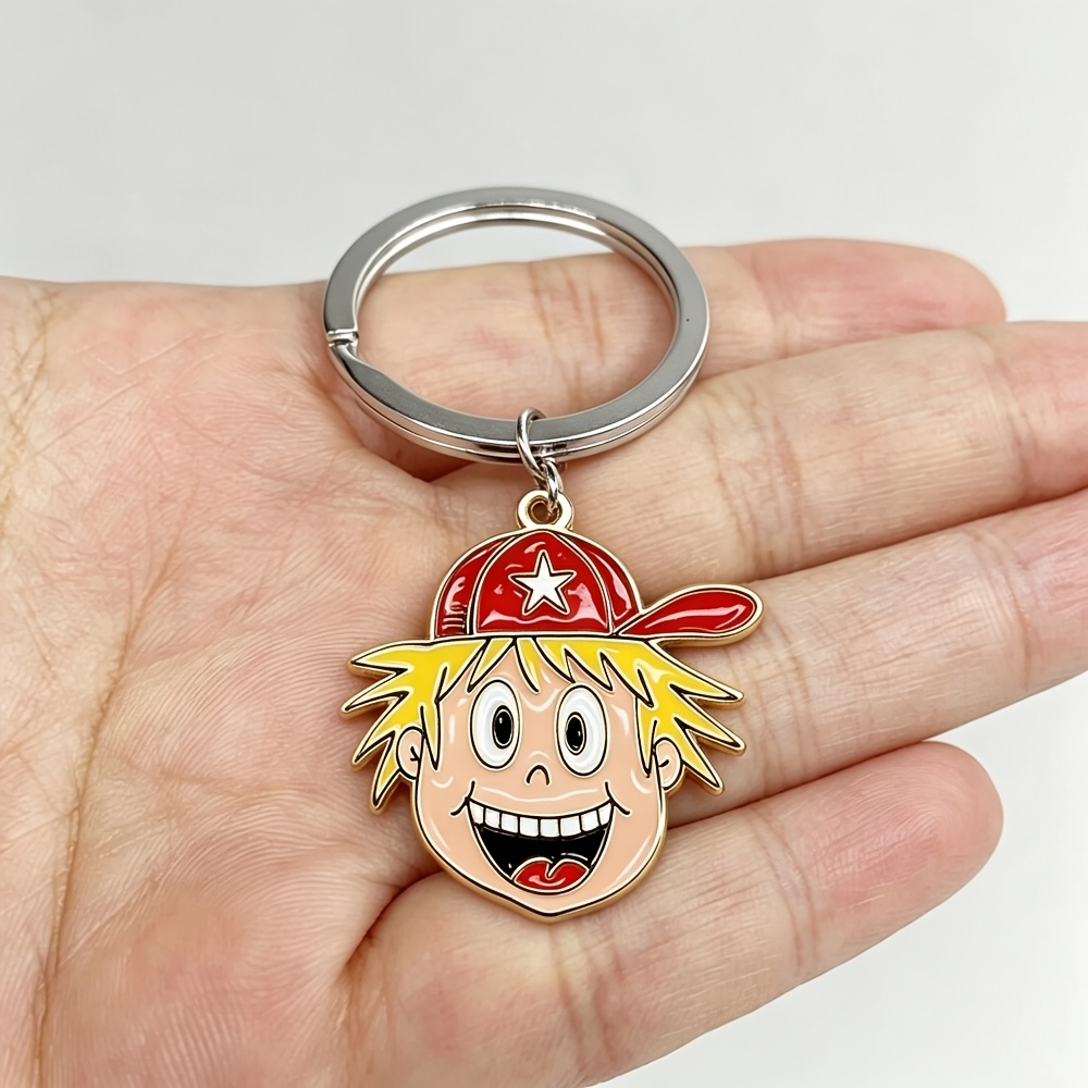 TEMU Christmas Gift, Custom Real Photo Keychain, Stainless Steel Cute Cartoon Hand-drawn Chain, Personalized Colorful Sketch Key Ring, Logo Pendant