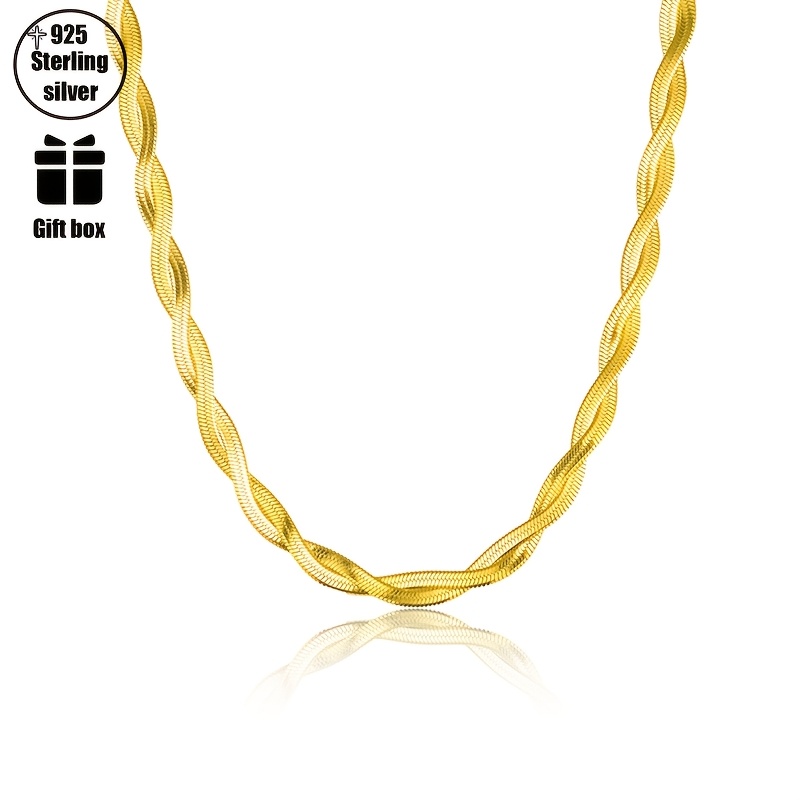 Image of 925 Men's Necklace Woven Necklace Chain Necklace Is Simple, Luxurious And Low-key. Suitable For Daily Parties And Banquets. Give Her . Carnival Valentine's Day With A Box.