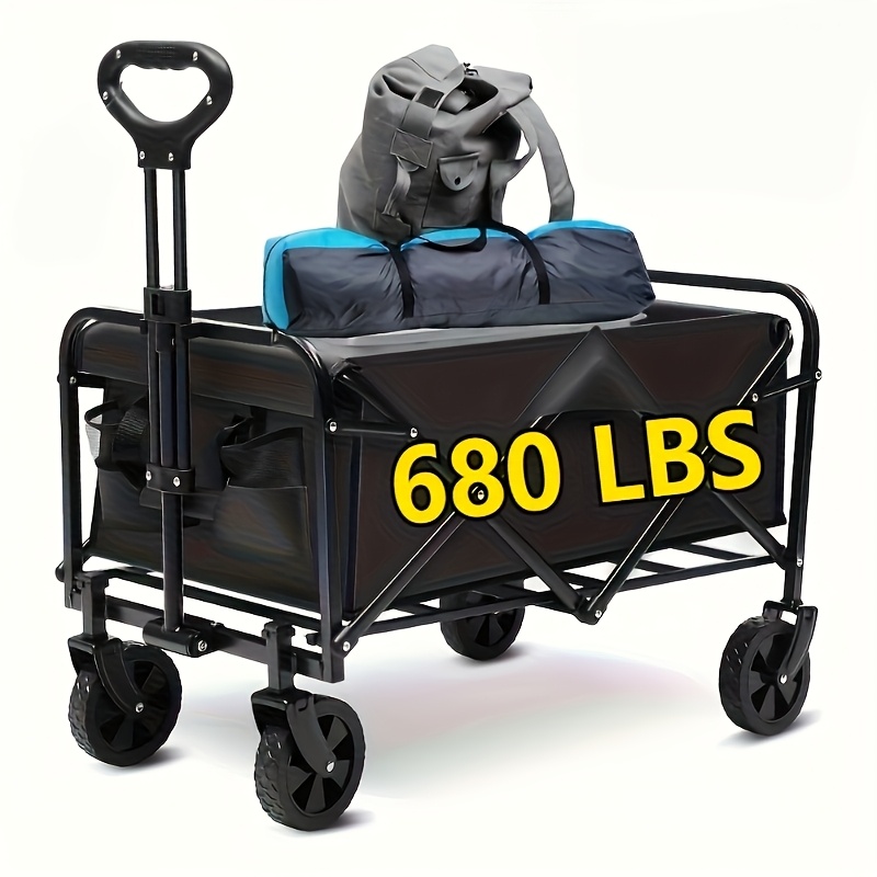 large capacity 680 450 220 lb heavy duty foldable multi purpose hand   all terrain swivel casters durable alloy   600d oxford fabric no   adjustable height cart suitable for camping gardening and shopping