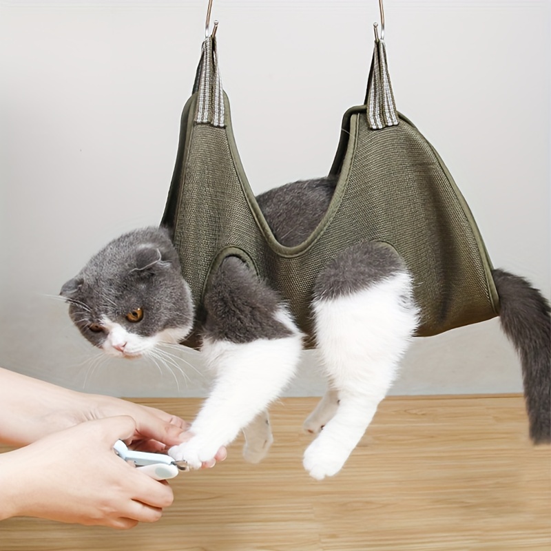 

Cat Grooming Hammock, Adjustable Anti Scratch & Bite Nylon Pet Beauty Tool, For Nails Clipping & Care, Suitable For Cats & Small Dogs, With Anti-loosening Design