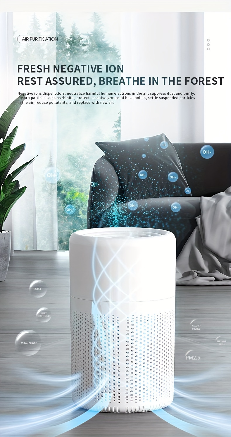 air purifiers for bedroom home 3 in 1 filter cleaner with fragrance sponge for better sleep filters smoke allergies pet dander odor dust office desktop portable core mini white details 11