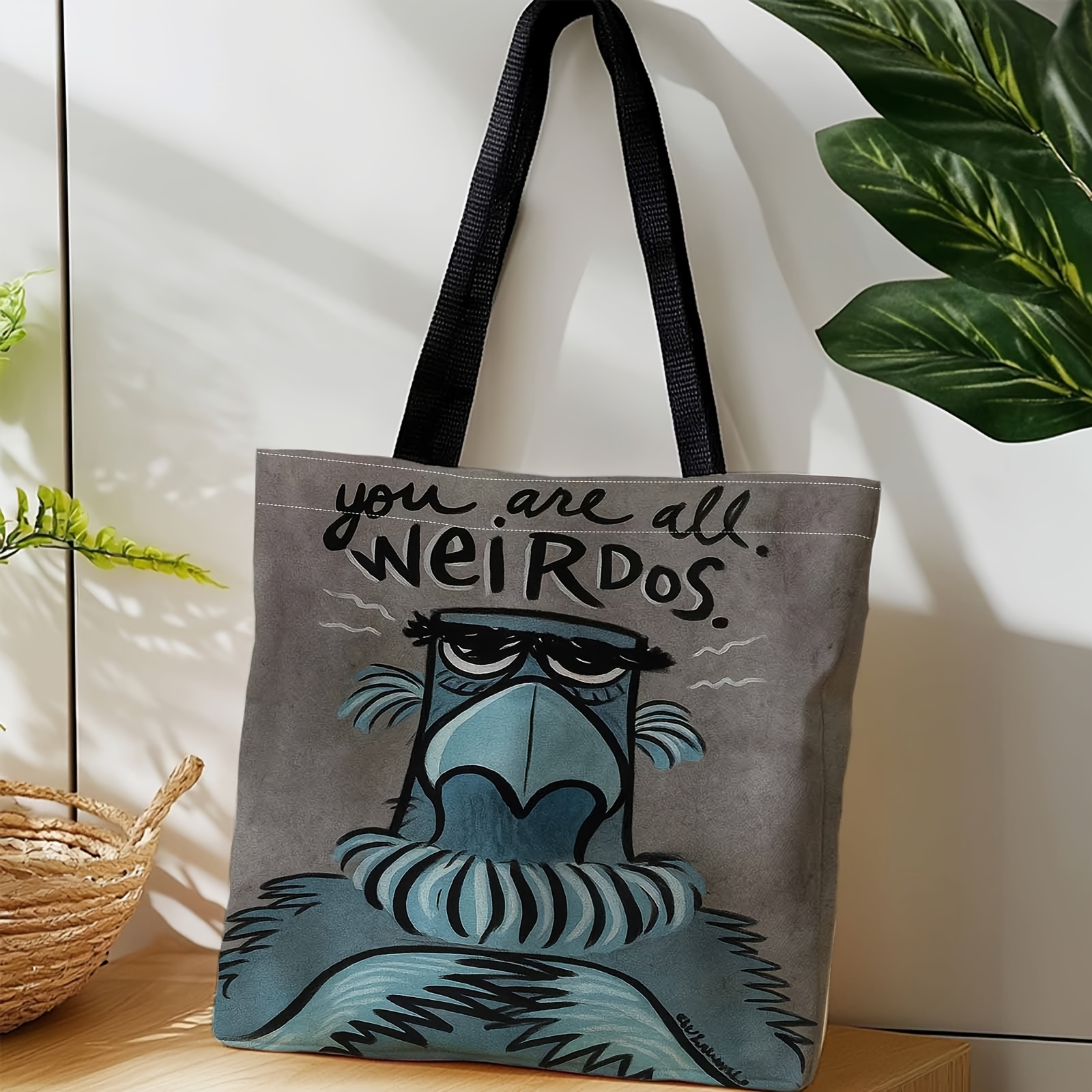 TEMU Women's Bag - Character, Ragdoll Theme "you Are All " Printed Gym Bag, Casual Travel Beach Bag, Large Capacity Shoulder Shopping Bag, Casual