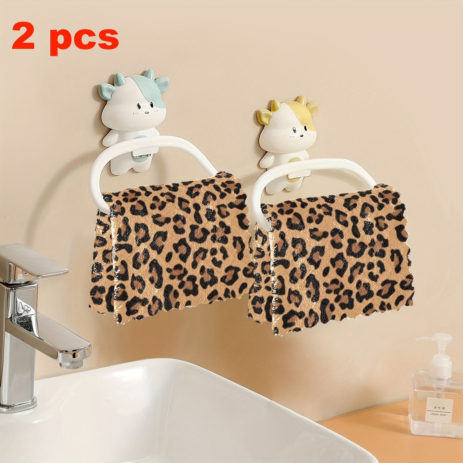 TEMU 2/5/8-pack Kitchen Dish Towels With Leopard Animal Pattern Reusable Cleaning Cloth Microfiber Scouring Pad Absorbent Easy To Clean Thick Fleece