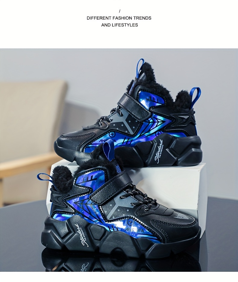 Jongens Sneeuwlaarzen met Dikke EVA Zolen en Pluche Voering, Jongens Casual Schoenen, Lichtgewicht Modieuze Trendy Schoenen, Sportieve School Schoenen voor Jongeren, Buitenshuis Hardloopschoenen voor Jongens, Grote Warme Kinderen Schoenen Herfst- en Wintermodellen