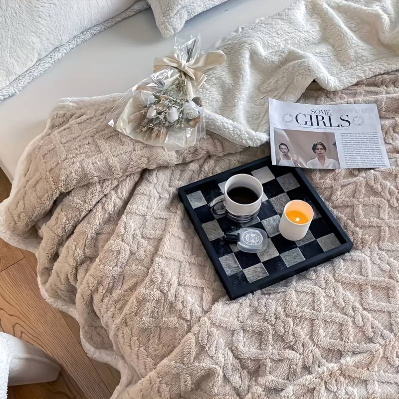Gaveno Cavailia Jacquard Embossed Teddy Sherpa Fleece Blanket - Soft, Cosy, Reversible - Multiple Sizes & Colors (OEKO-TEX Certified)