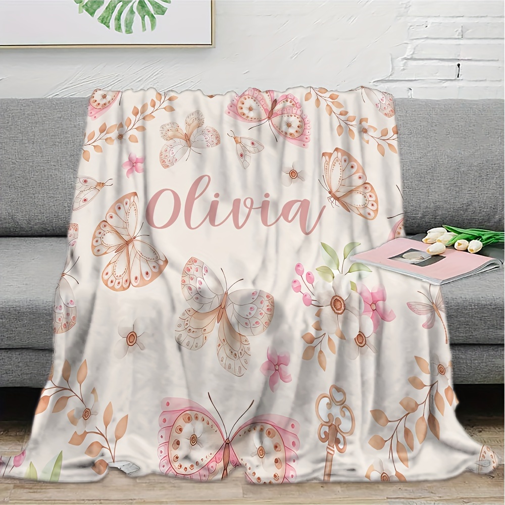 

Couverture personnalisée avec imprimé papillon et fleur : Parfaite pour le lit, le canapé, les ou cadeau pour toute .