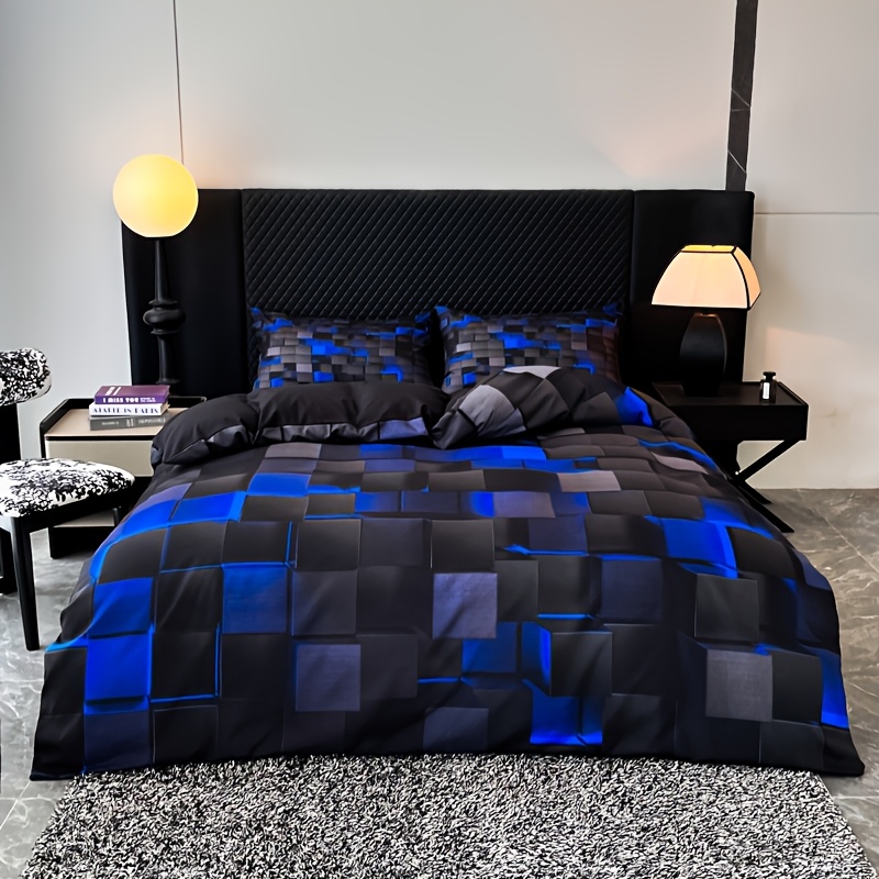 2 3pcs technological sense geometry duvet cover set cool 3  printing home bedding duvet cover for bedroom   1 duvet cover 1 2 pillowcase no core details 1