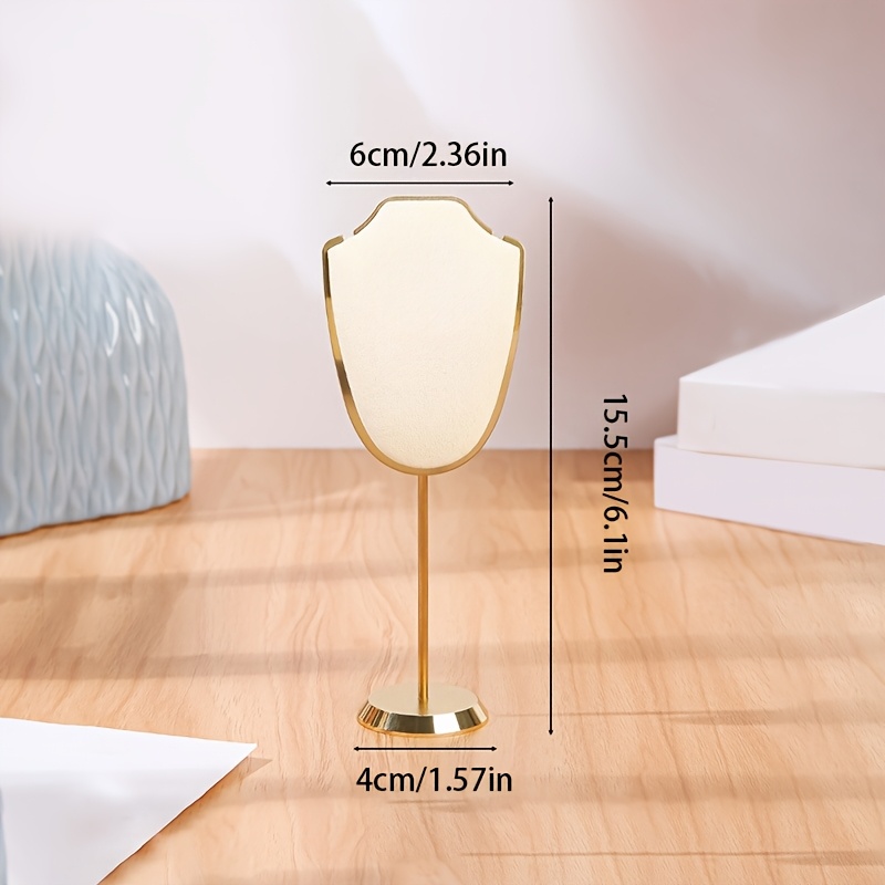 TEMU 1pc Mini Base Metálica Ultra Pequeña Soporte de Exhibición de Joyería de Cuero de Microfibra, Adecuado para Almacenamiento de Joyería en el