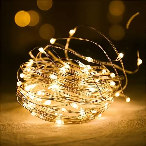 1 set of christmas indoor led fairy light string halloween 100led battery box copper wire string 2m 5m 10m bedroom and living room lighting without battery 20 led 50led light beads suitable for courtyards fences christmas and halloween