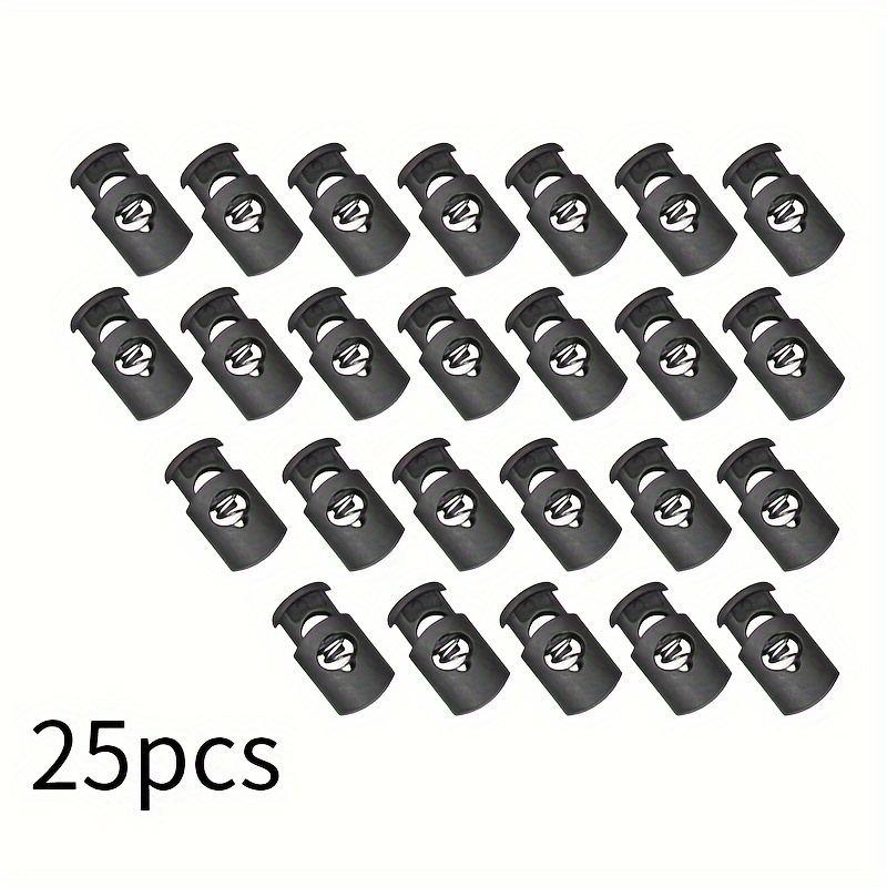 25pcs Plastic Spring Rope Locks For Replacing Paracord, Elastic Swim Goggle Strap Buckles, Shoe Lace Clips, And Drawstring Lock Whistle Glove Accessories