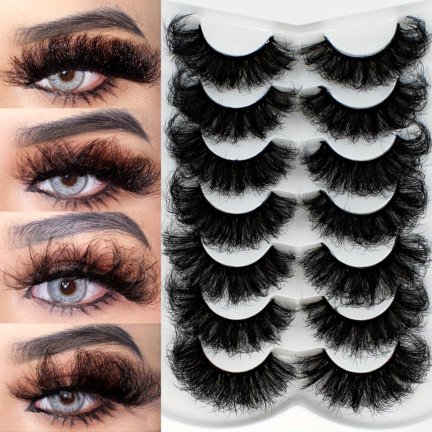 

7 Pairs Fluffy False Eyelashes, Soft & 9d Mink Eyelashes, Eye Makeup