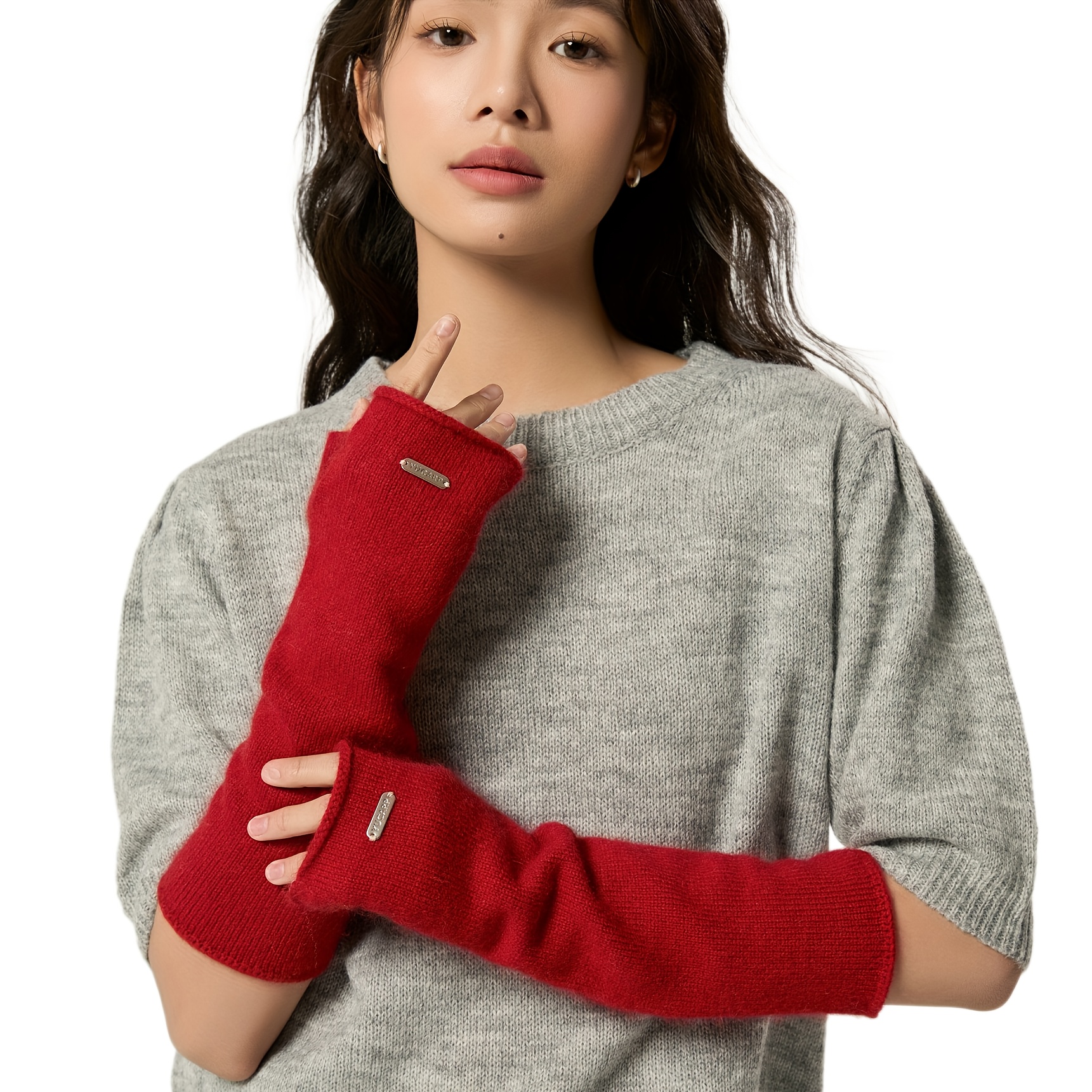 

Long Fingerless Gloves Touchscreen – - Of Polyamide, , And Viscose – Sleeve- For & , Arm