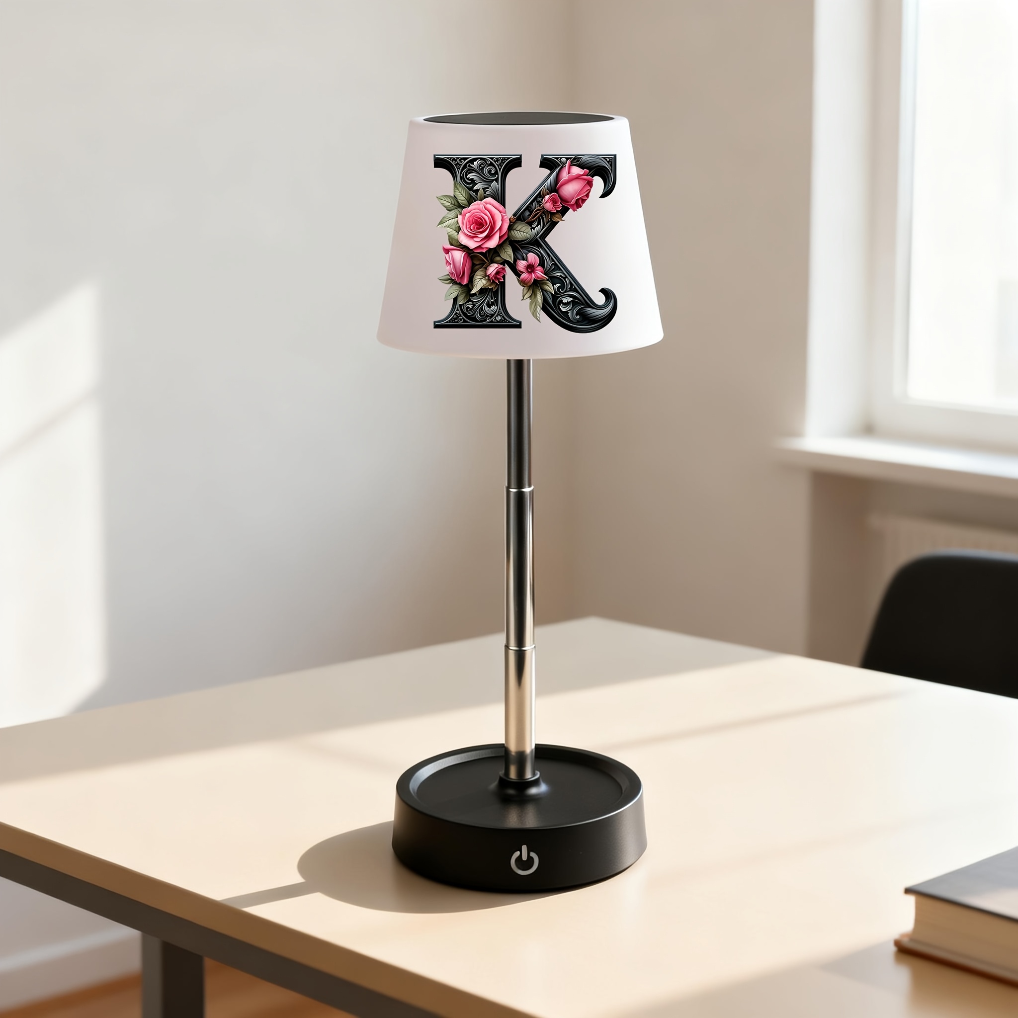Adjustable Height Floral Monogram Desk Lamp