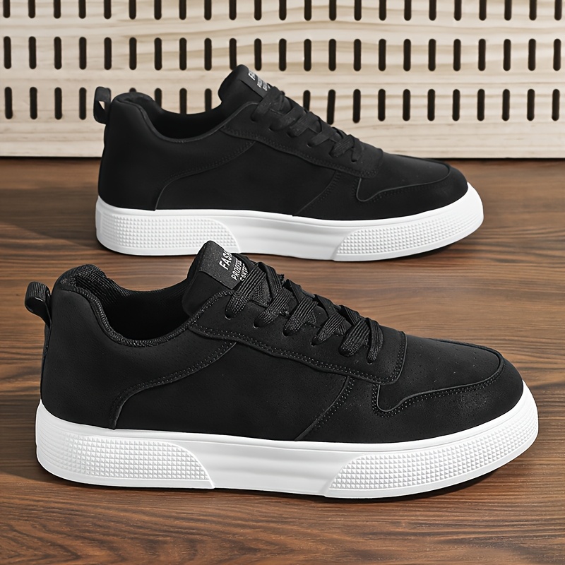 mens black casual sneakers breathable thick pvc sole lace up   for everyday sporty wear   footwear classic   style comfortable fabric insole Product details 2
