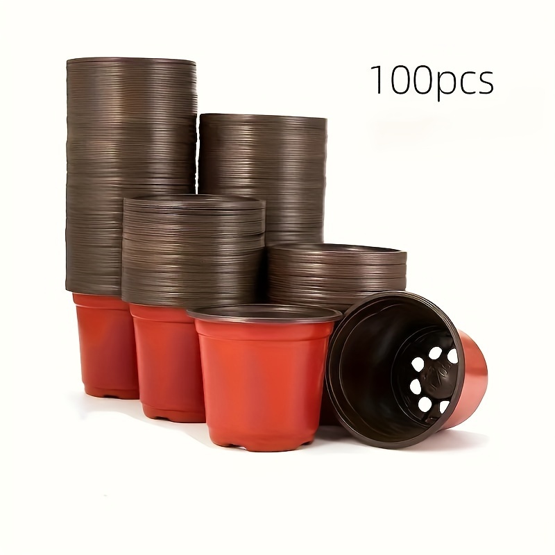 

100pcs, 4-inch Premium Plastic Pots, Durable Seedling Containers For Gardening, Ideal For Starting Flowers And Plant Growth, Classic Style, Versatile For Home Nursery Use