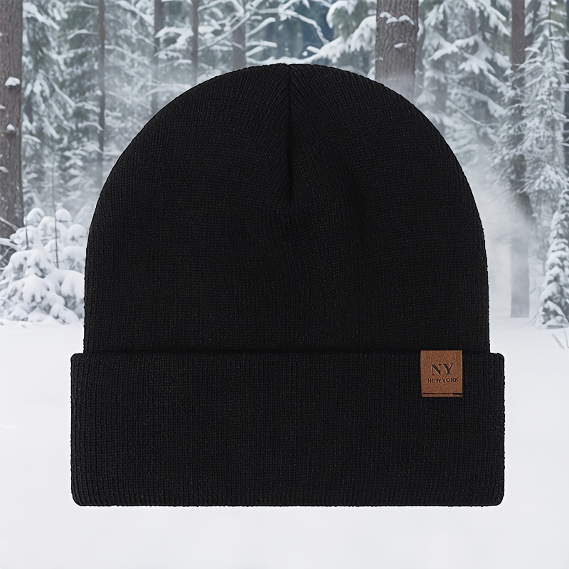 TEMU Cappello Beanie Lavorato a Maglia con Lettere NY, Cappello Pullover Unisex per il Calore /Inverno, Beanie Senza Tesa da Esterno per Ciclismo e
