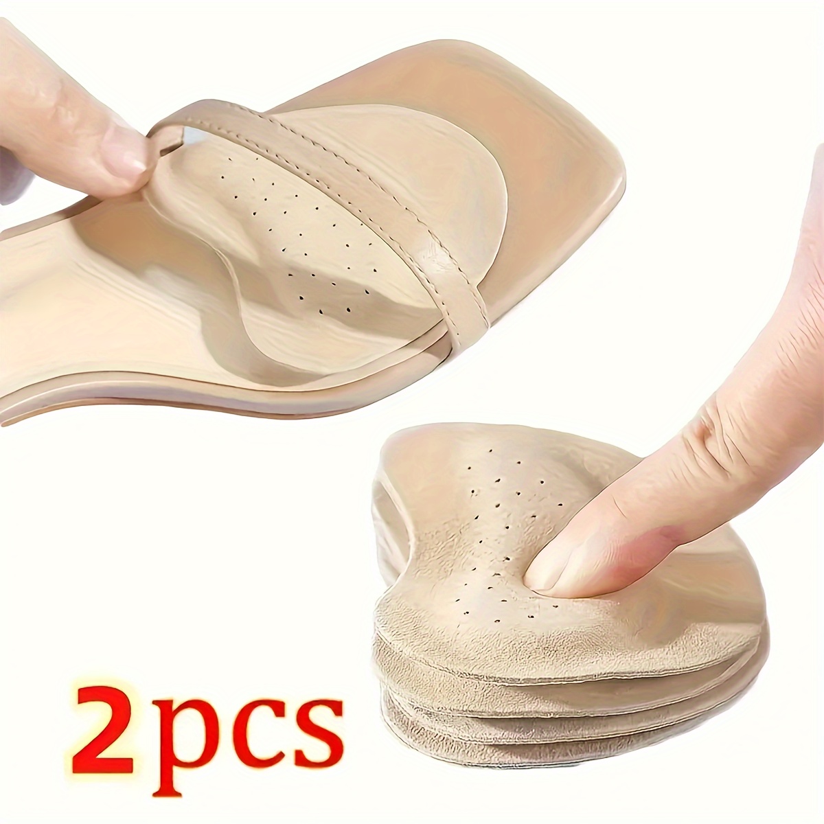 2pcs Soft PU Anti-Slip Forefoot Pads for Women's High Heels - Breathable & Sweat-Absorbent, Shock-Absorbing Foot Care Insoles with Grip Pattern, Ideal for Summer Sandals