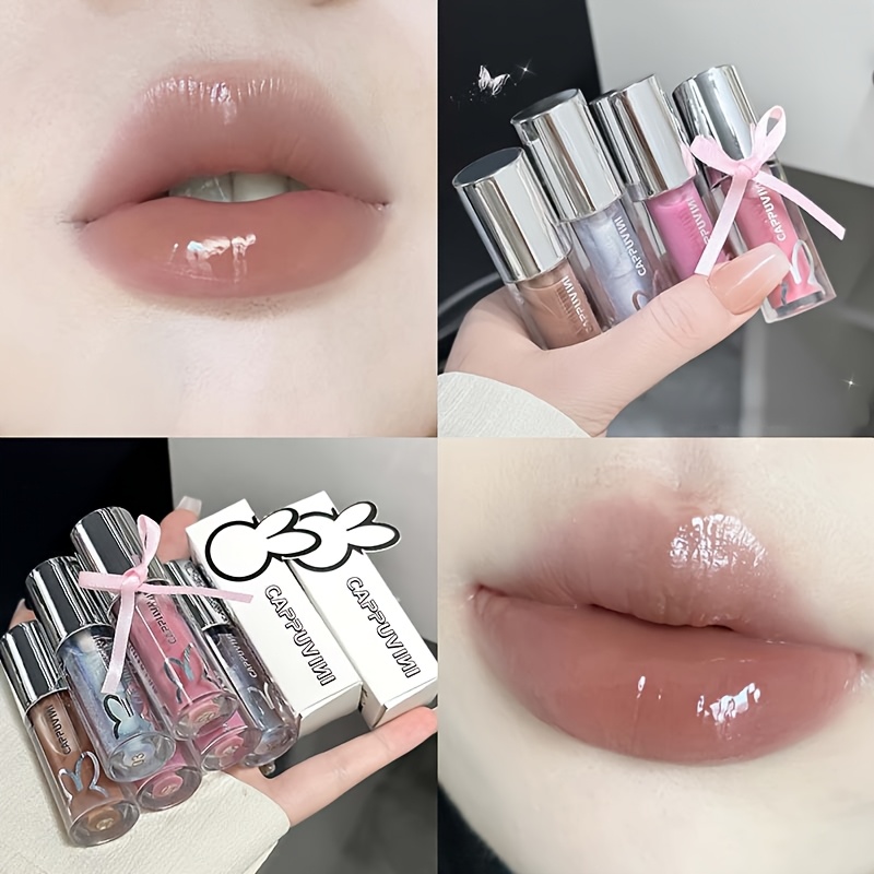 rabbit stjärnklar glittrande läppglans - skimrande glasfinish med fuktgivande , 5 färger (apelsinröd, bär, korall, rosa, lila) för alla ljust beige nyanser - för fest och vardagskläder | Temu Sweden