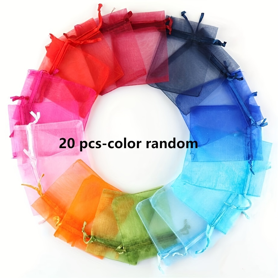 Gift For Her/him Random Color 20pcs 10*15cm Organza Drawstring Bags Cosmetics Gift Packaging Mesh Bags