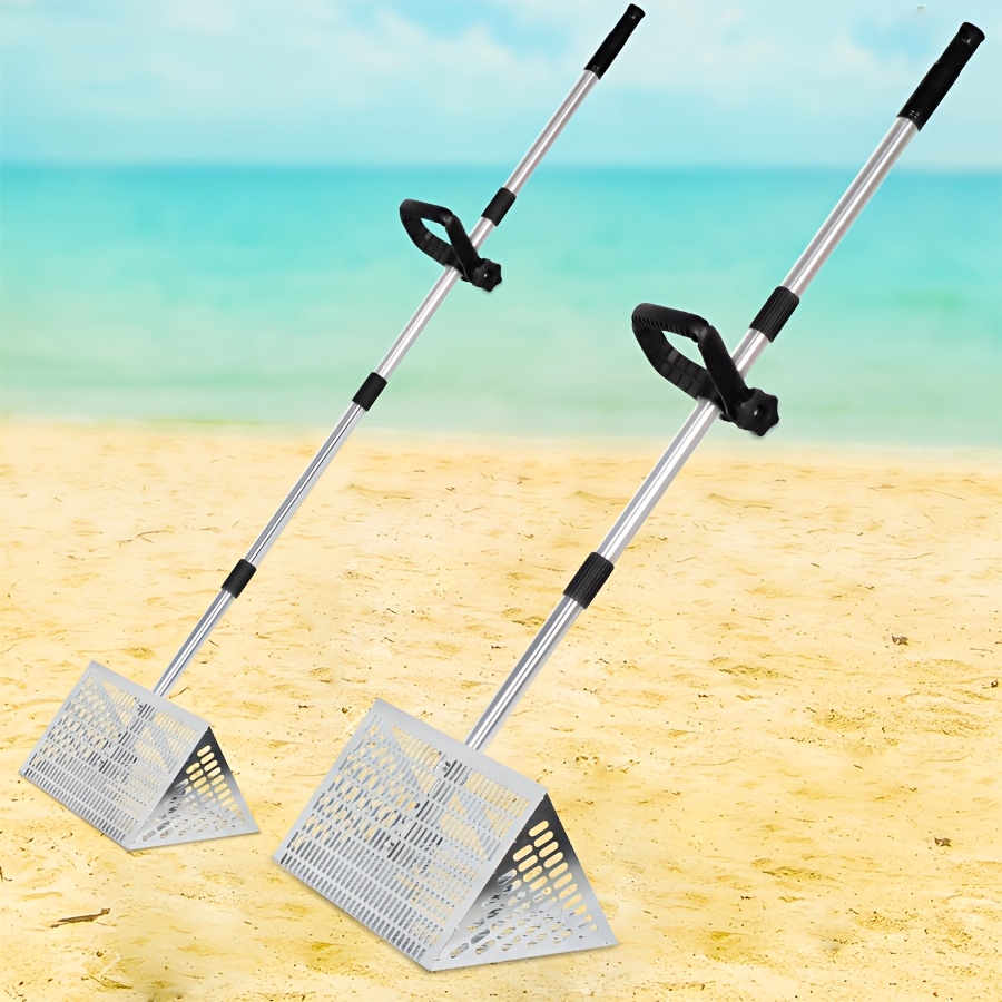 TEMU Sand Flea Rake, Sand Sifter, Detachable Beach Sifter, Clam Rake, Beach Rakes, Sifters, Scoops, , Clean Up Tools, Shovel, Gadget, Comb, For Fishing, Shelling, , Stainless Steel