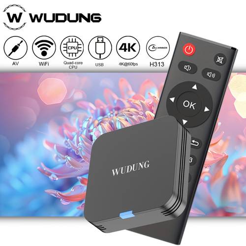 wudung w01 mini 10 smart tv box h313 processor 2 4g wifi 4k hd 2gb and 16gb storage usb powered set top box