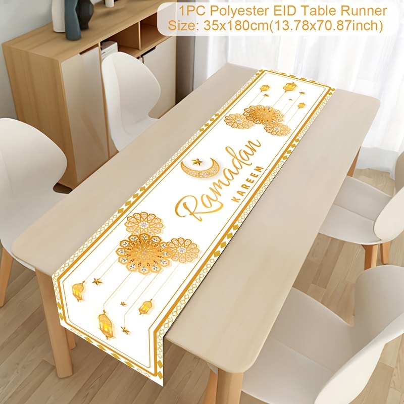 

1pc,ramadan Polyester Table Runner,eid Castle Polyerster Table Flag,ramadan Decoration For Home,ramadan Eid Al-fitr Gifts,ramadan Party Decoration, Party Supplies