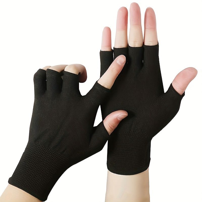 

1 Pair Of Fingerless Half-finger Stretchable Knitted Work Safety Accessories, Nylon Hand Cover Protection, Suitable For Men And Women