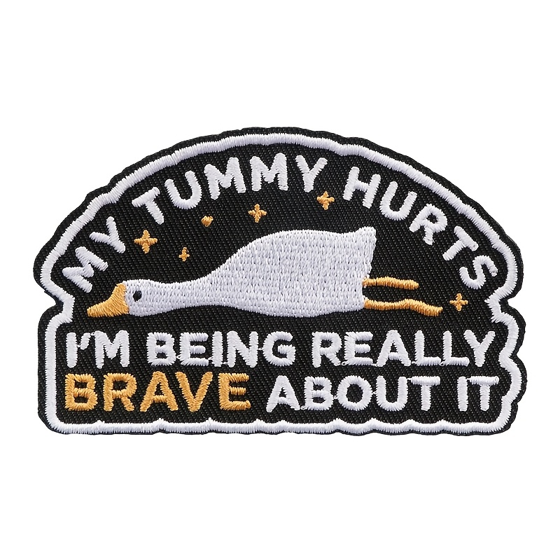 TEMU 1pc Im Being Really Brave About It Slogan Goose Badge Sarcastic Humorous Text Quote Iron On For Jacket Backpack