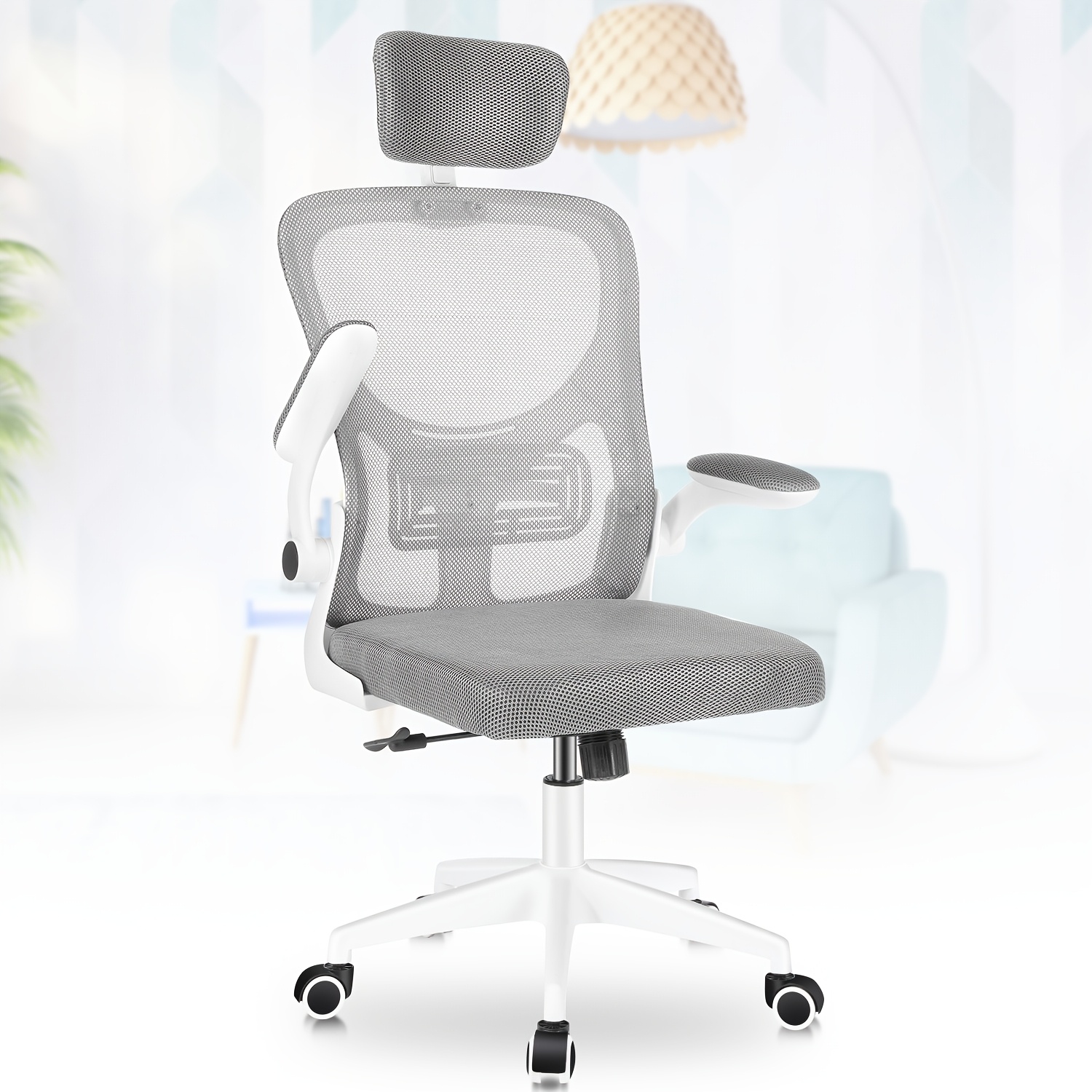 Sedia Ergonomica In Rete Da Ufficio Con Supporto Lombare Regolabile E Braccioli Ribaltabili A 90°