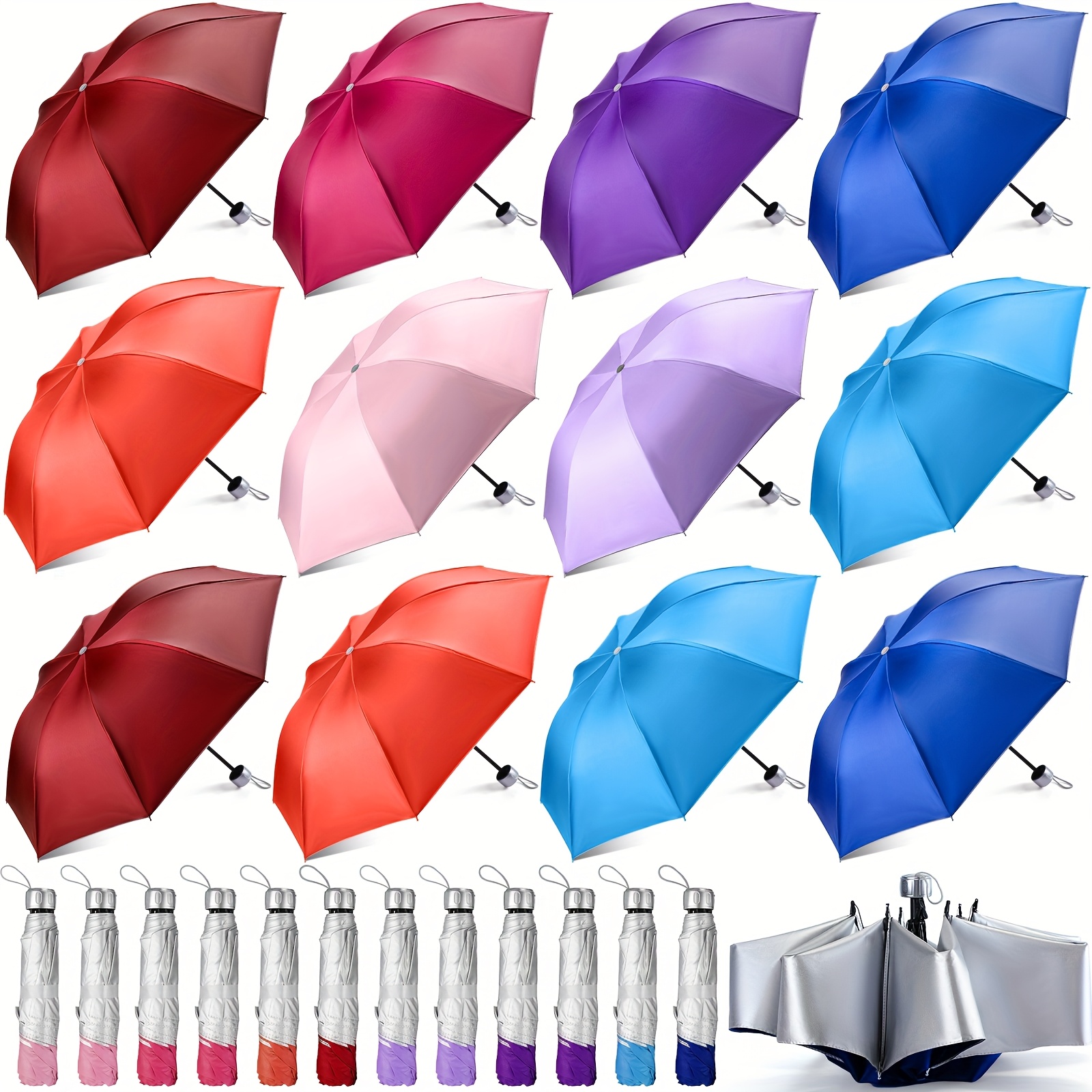 TEMU 36 Pack Bulk Umbrellas Folding Windproof Compact Umbrella For Rain Sun Colorful Portable Mini Travel Umbrella Pack For Women Men Teens