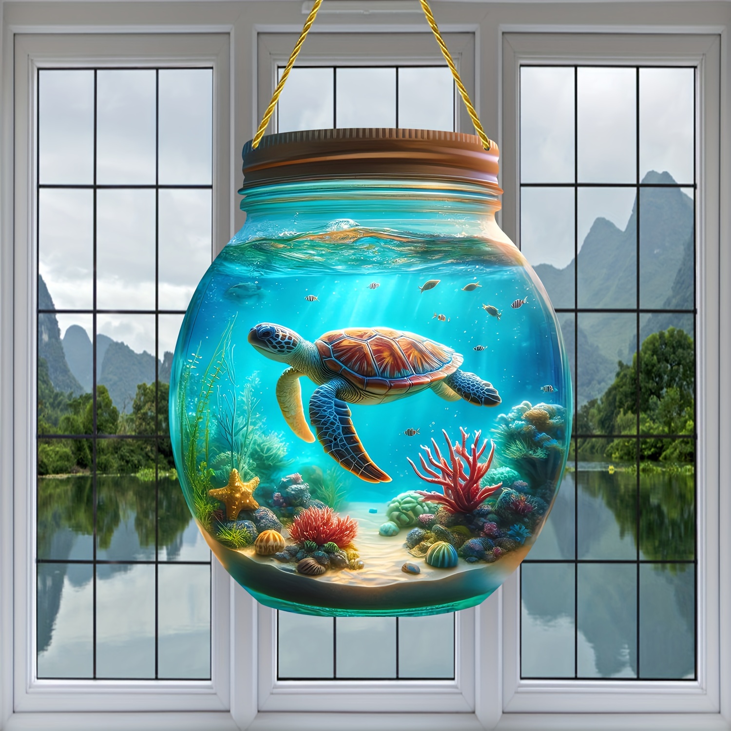 

Charming Turtle-themed Acrylic Light Catcher - 7.87x6.69in, Perfect For Bedroom, Living Room, Kitchen & Garden Decor