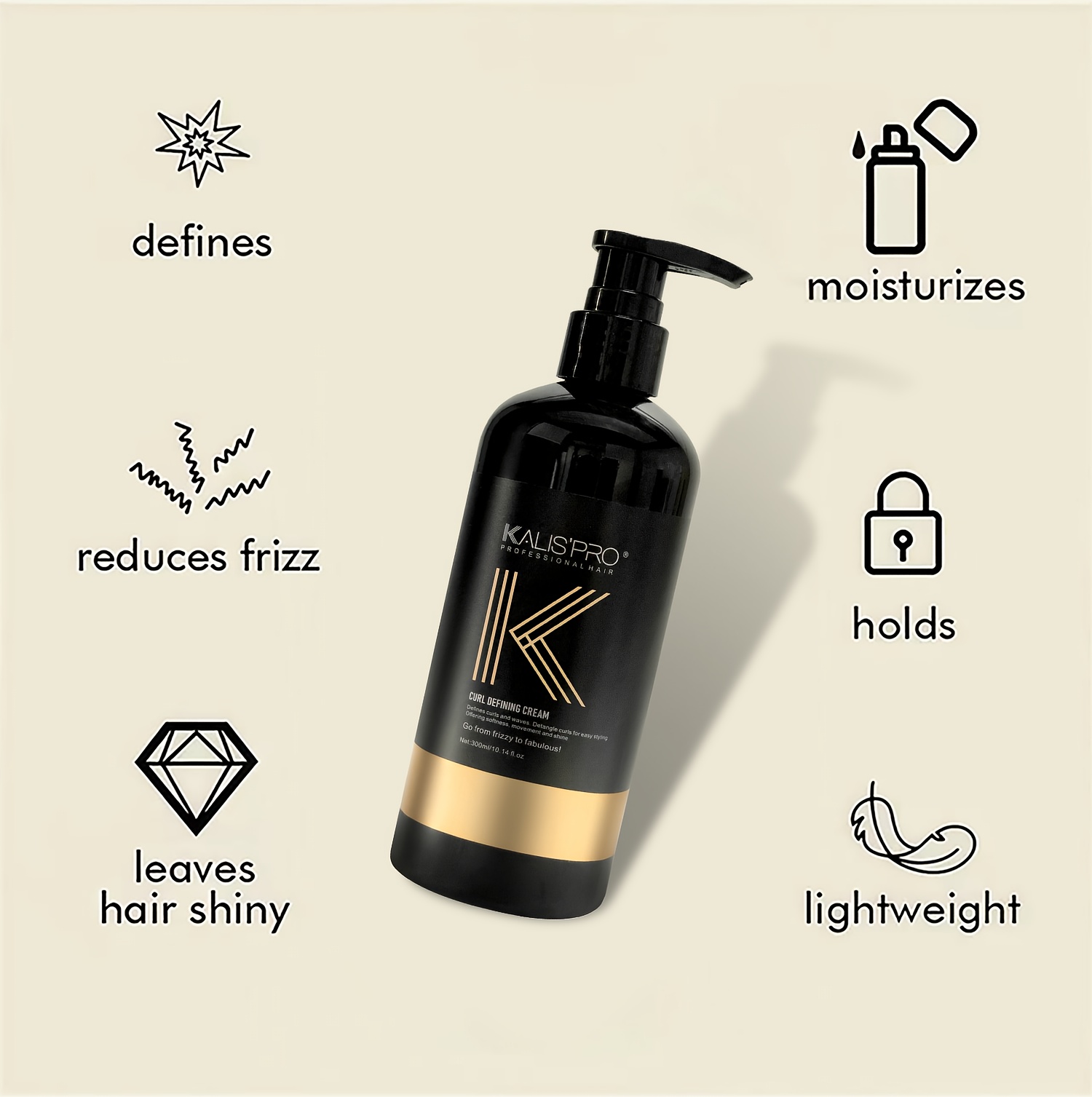 Crème de stylage pour boucles pour hommes, 300 ml/10.14 oz, améliore, hydrate et contrôle les frisottis avec une tenue douce et longue durée | Formule non irritante pour cheveux bouclés - Fournitures quotidiennes pour étudiants