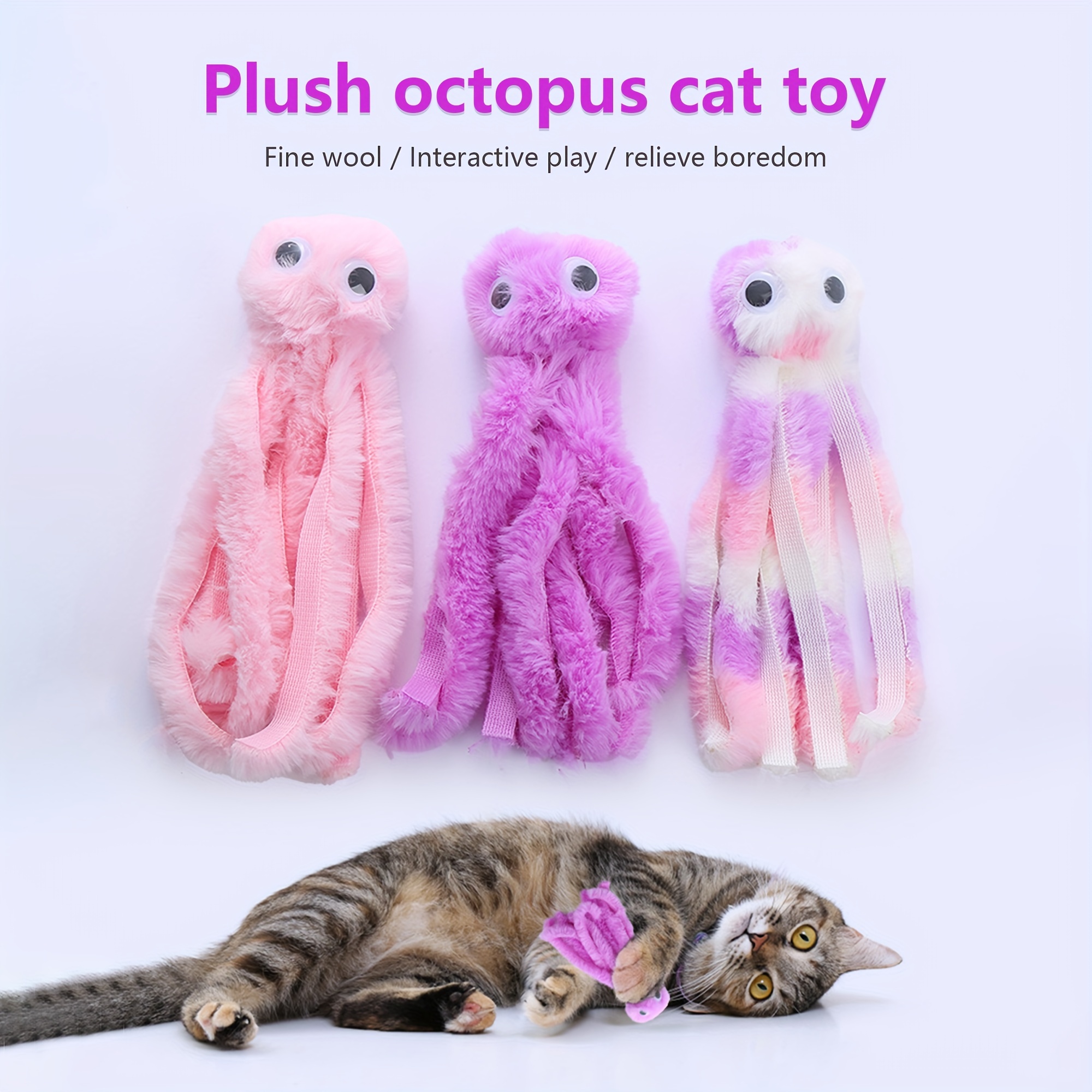 

Plush Octopus Shaped Cat Toy - Interactive, , Bite-resistant, Suitable For All Cat Breeds