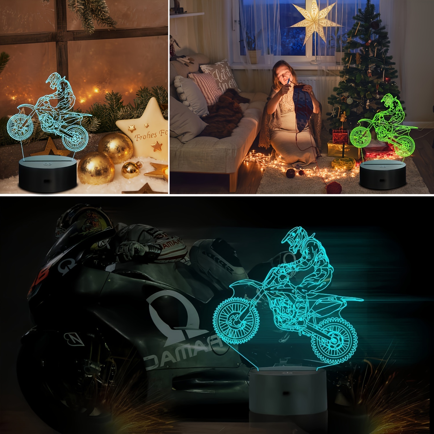motocross motorcycle 3d illusion led night light Temu Poland