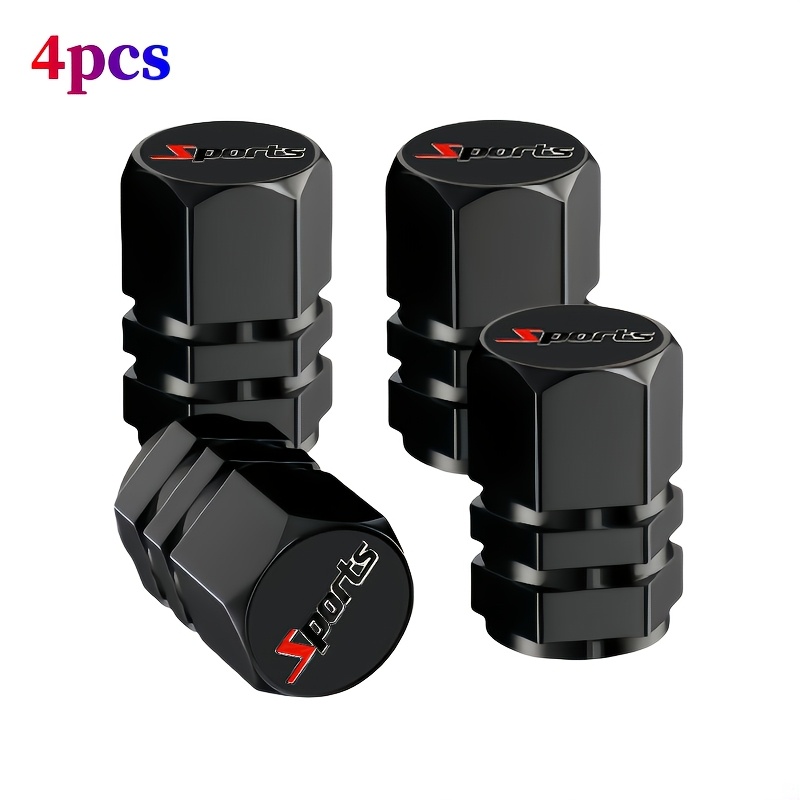 TEMU Set Of 4 Aluminum Alloy Valve Stem Caps For Sports Vehicles, Compatible With Car, Bicycle, Truck, And Motorcycle Wheels, Designed To Dust
